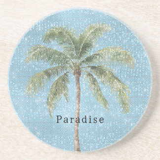 Dessous De Verre En Grès Ciel Bleu Palmier Tropical Étincelle