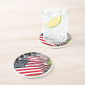 Dessous De Verre En Grès Cimetière militaire historique avec drapeaux améri (Côté)