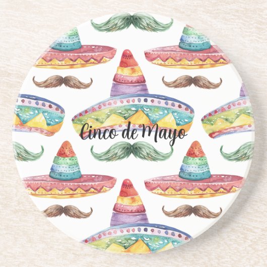 Dessous De Verre En Grès Cinq mai Moustaches Vert Brun (Devant)
