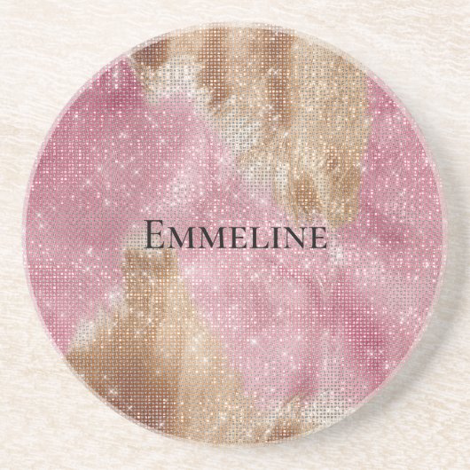 Dessous De Verre En Grès Cire rose étincelante or cowgirl (Devant)