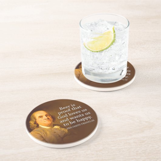 Dessous De Verre En Grès Citation Ben Franklin Beer (Côté)