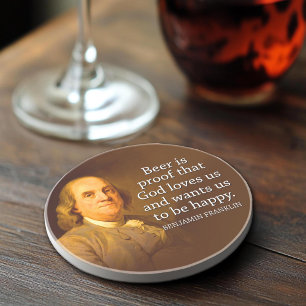 Dessous De Verre En Grès Citation Ben Franklin Beer