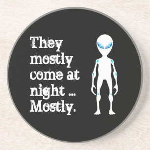 Dessous De Verre En Grès Citation d'alien noir blanc mignon