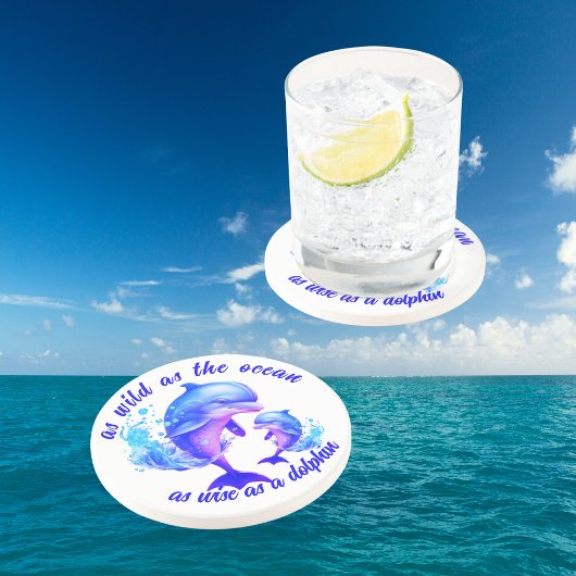 Dessous De Verre En Grès Citation de dauphins d'aquarelle |