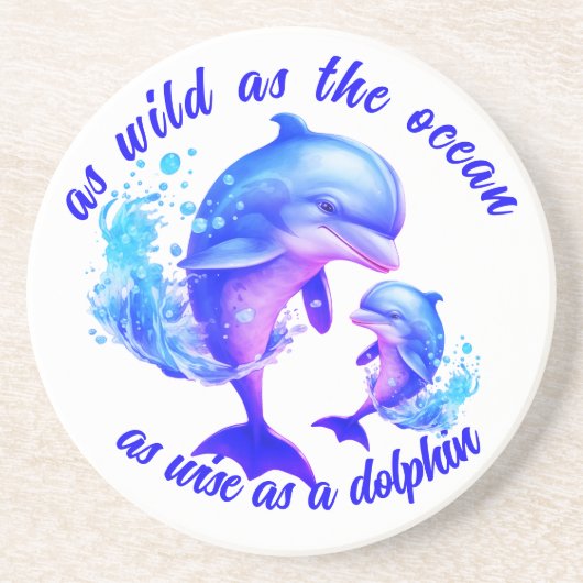 Dessous De Verre En Grès Citation de dauphins d'aquarelle | (Devant)