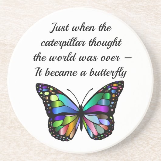 Dessous De Verre En Grès Citation de papillon inspirant Elégant espoir (Devant)