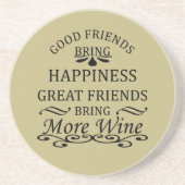 Dessous De Verre En Grès citation de vin drôle pour les amis (Devant)