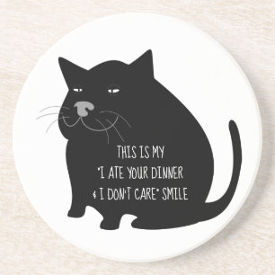 Dessous De Verre En Grès Citation drôle de chat noir gros et suffisant