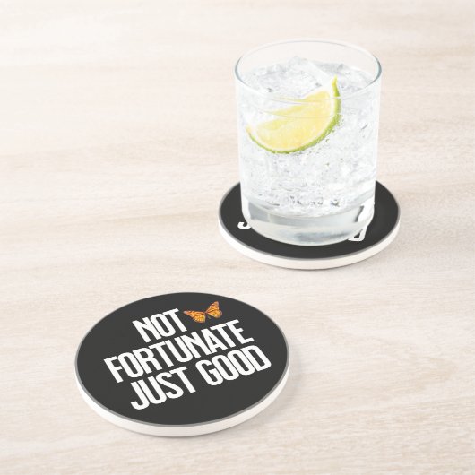 Dessous De Verre En Grès Citation Papillon Monarch 'Pas De Chance, Simpleme (Côté)
