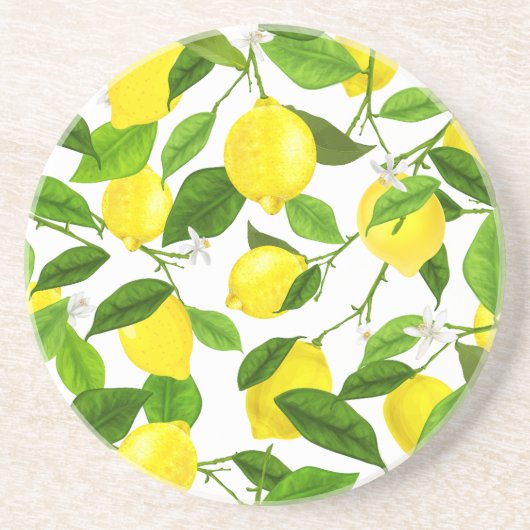 Dessous De Verre En Grès Citron à l'aquarelle (Devant)
