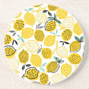 Dessous De Verre En Grès Citron Design été Illustration Vintage