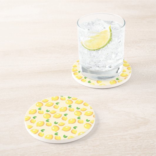 Dessous De Verre En Grès Citrons et Feuilles (Côté)
