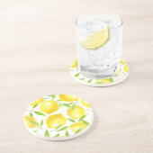 Dessous De Verre En Grès Citrons et motif feuille (Côté)