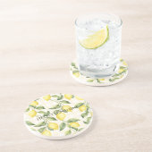 Dessous De Verre En Grès Citrons Jaunes Frais (Côté)