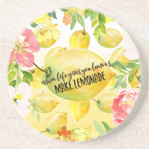Dessous De Verre En Grès Citrons Pink floral ombre aquarelle inspirant