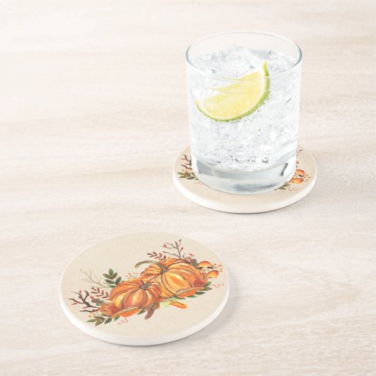 Dessous De Verre En Grès Citrouille d'automne (Côté)
