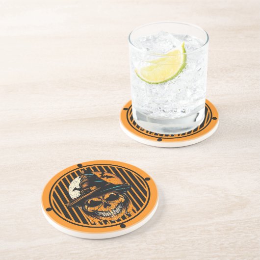 Dessous De Verre En Grès citrouille/Halloween/crâne/éffrayant (Côté)