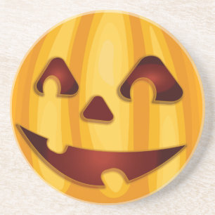 Dessous De Verre En Grès Citrouille sculpté souriant design Halloween