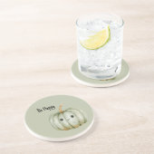 Dessous De Verre En Grès Citrouille verte heureuse (Côté)