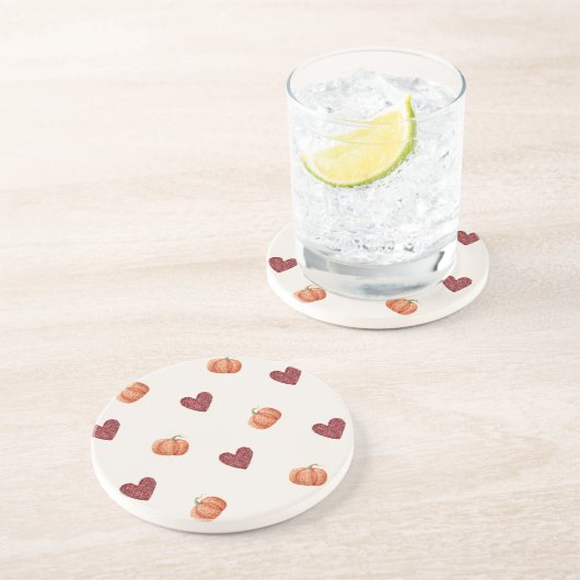 Dessous De Verre En Grès Citrouilles coeurs de Bourgogne (Côté)