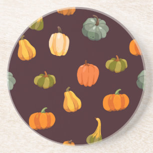 Dessous De Verre En Grès Citrouilles colorés : Élégance d'automne foncé.