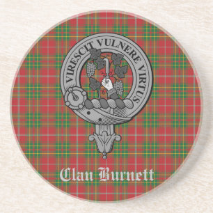 Dessous De Verre En Grès Clan Burnett Crest Badge & Tartan