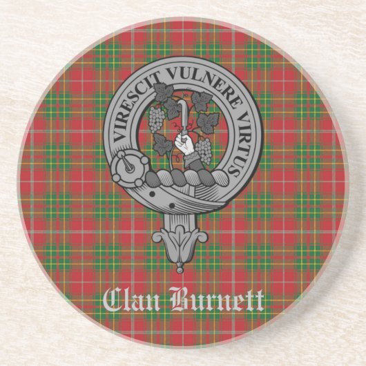 Dessous De Verre En Grès Clan Burnett Crest Badge & Tartan (Devant)