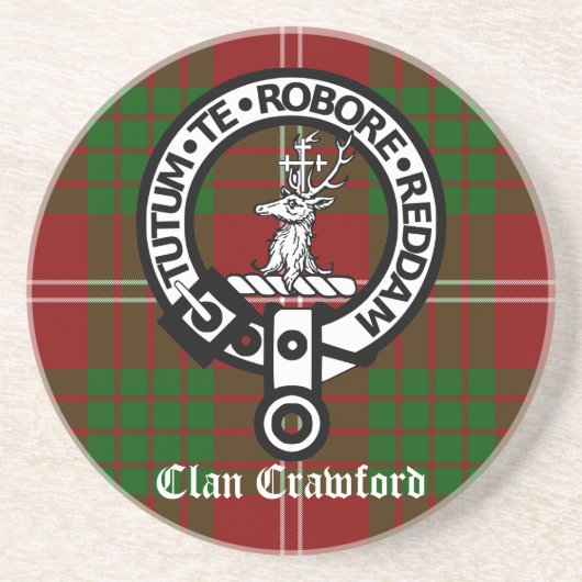 Dessous De Verre En Grès Clan Crawford Crest Tartan (Devant)