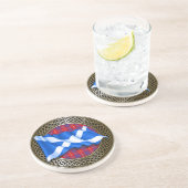 Dessous De Verre En Grès Clan Hamilton Tartan Knot & Flag (Côté)