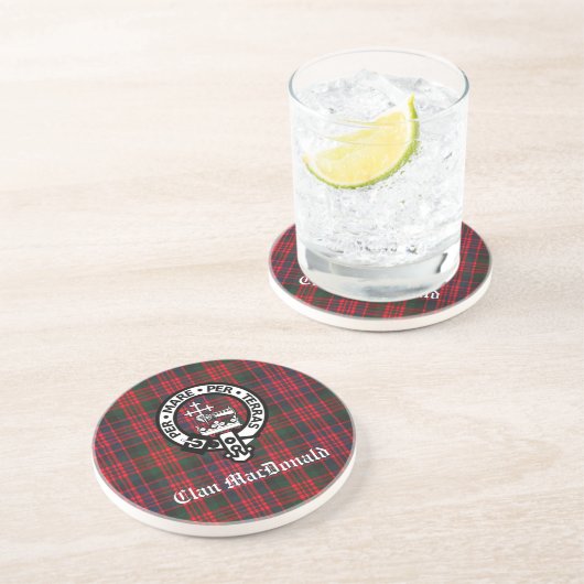 Dessous De Verre En Grès Clan MacDonald Crest & Tartan moderne (Côté)