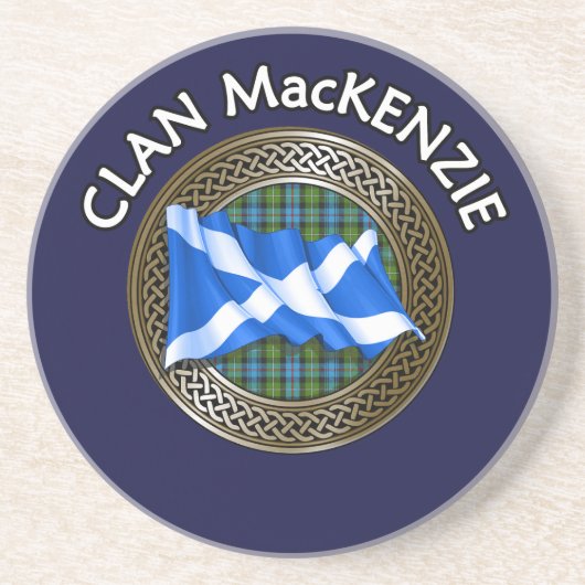 Dessous De Verre En Grès Clan MacKenzie Tartan Knot & Drapeau (Devant)