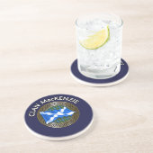 Dessous De Verre En Grès Clan MacKenzie Tartan Knot & Drapeau (Côté)