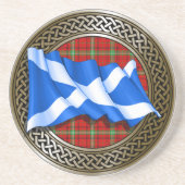 Dessous De Verre En Grès Clan Morrison Tartan Knot & Drapeau (Devant)