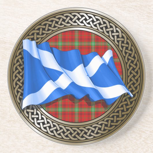 Dessous De Verre En Grès Clan Morrison Tartan Knot & Drapeau (Devant)