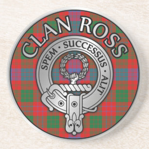 Dessous De Verre En Grès Clan Ross Crest & Tartan Knot