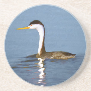 Dessous De Verre En Grès Clark's Grebe Painting - Art original pour les ois