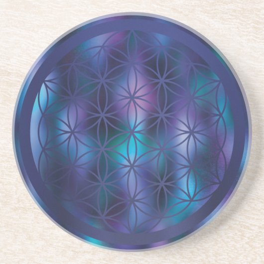 Dessous De Verre En Grès Clarté – Fleur de Vie (Devant)