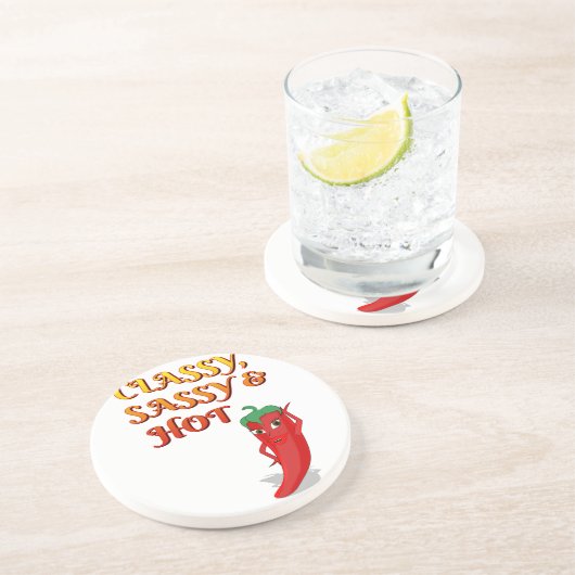 Dessous De Verre En Grès Classé Sassy Et Hot Pepper Diva (Côté)