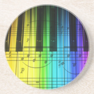 Dessous De Verre En Grès Clavier de piano coloré d'arc-en-ciel