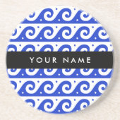 Dessous De Verre En Grès Clé de méandre grecque, Clé de vague, Bleu, Votre  (Devant)