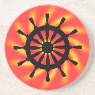 Dessous De Verre En Grès Coaster - Barre du navire noir avec fond en spiral