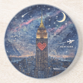 Dessous De Verre En Grès Coaster de Noël de NYC à Seattle