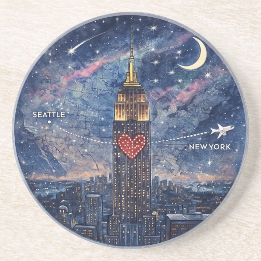 Dessous De Verre En Grès Coaster de Noël de NYC à Seattle (Devant)