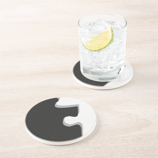 Dessous De Verre En Grès Coaster de puzzle noir (Côté)