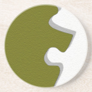 Dessous De Verre En Grès Coaster du puzzle vert olive