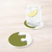 Dessous De Verre En Grès Coaster du puzzle vert olive (Côté)