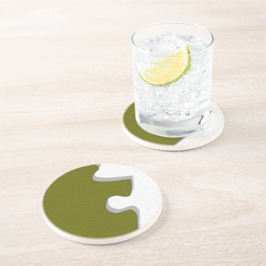 Dessous De Verre En Grès Coaster du puzzle vert olive (Côté)