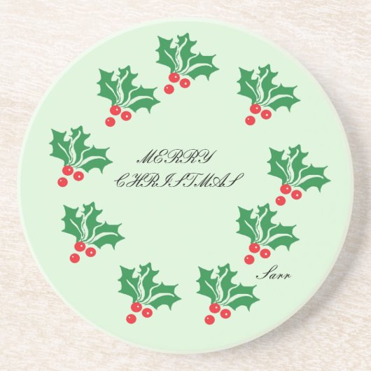 Dessous De Verre En Grès Coaster en grès : Joyeux Noël (Devant)