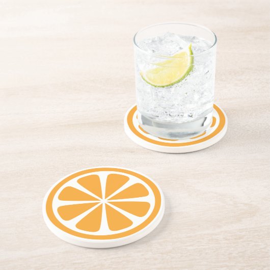 Dessous De Verre En Grès Coaster orange Slice Round Sandstone (Côté)