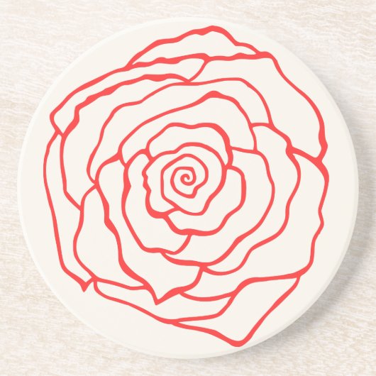 Dessous De Verre En Grès Coaster Rose Rouge (Devant)